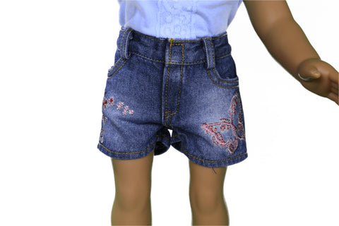 Denim Butterfly Shorts