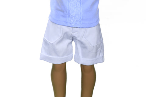 White Denim Rolled Shorts